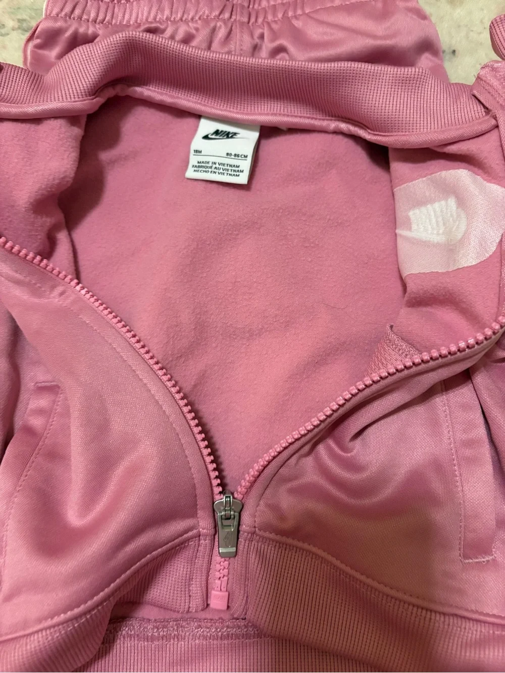 Nike Kids Rose Pink Track Jacket and Jogger Set. Size 18 Months. new!